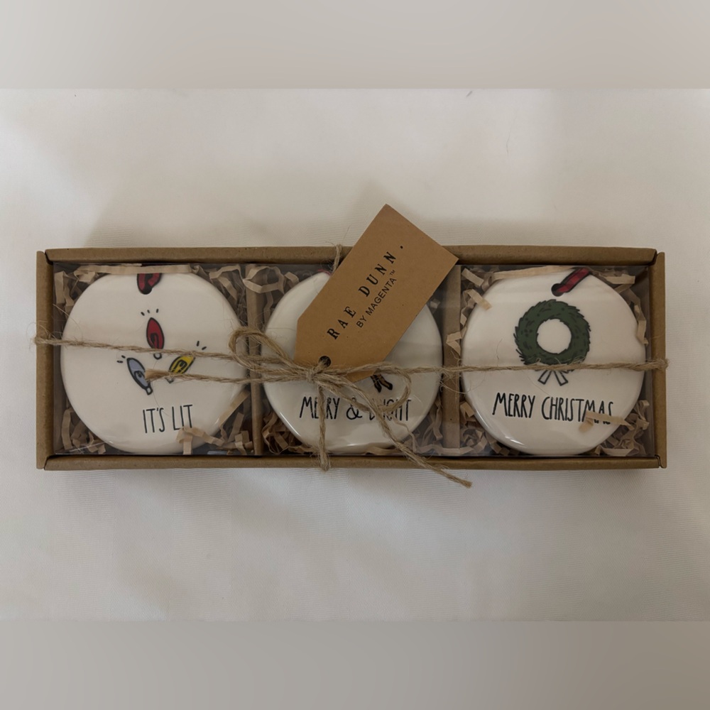 Rae Dunn Festive Holiday Tree Ornament Set
